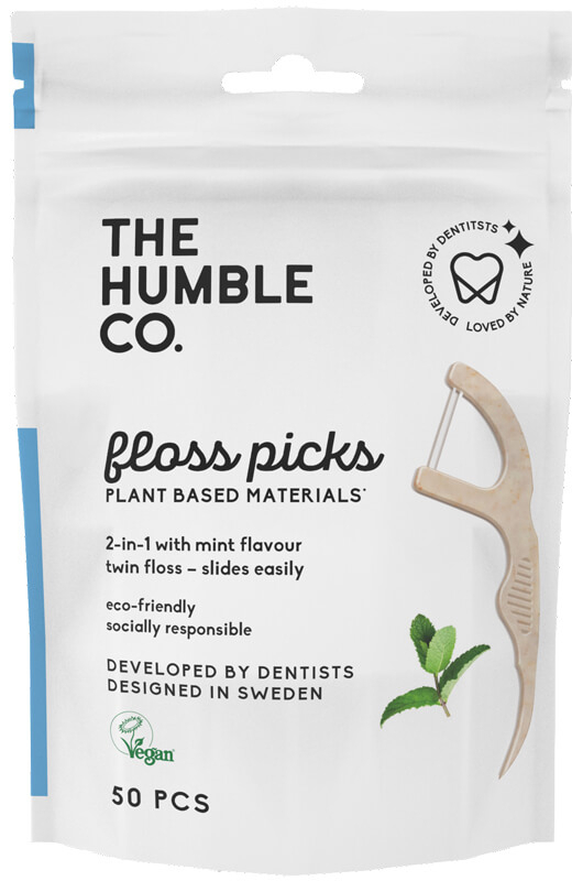 Humble Natural floss picks-grip handle mint